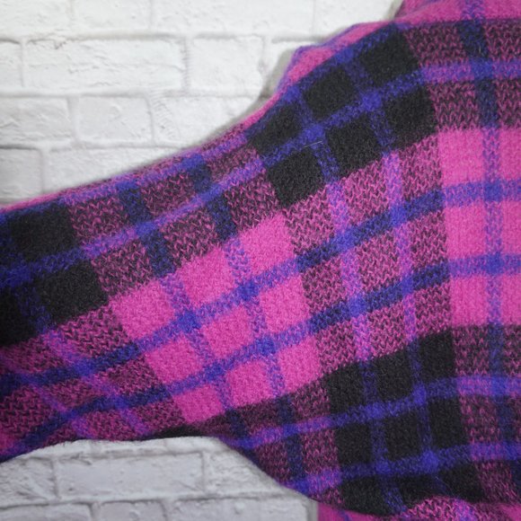 Vintage 80s Mohair Wool Plaid Cardigan Sweater - Picture 3 of 8